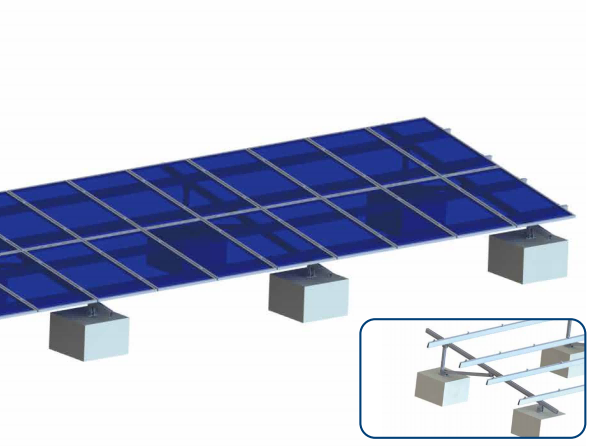 Aluminum solar mount with concrete foundation